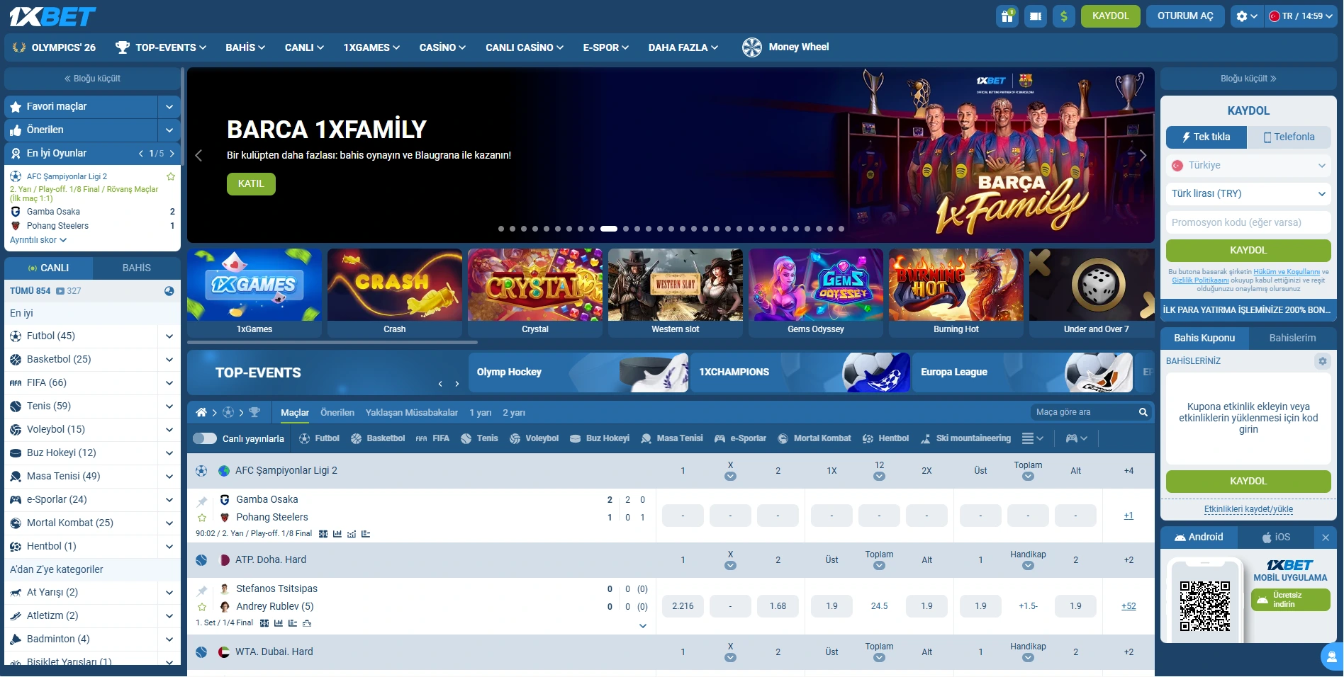 1xBet Türkiye ana sayfası