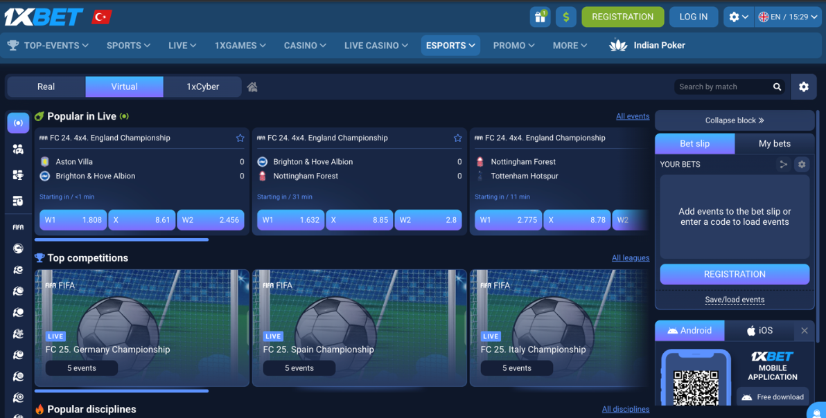 1xBet Esports Betting in Turkey